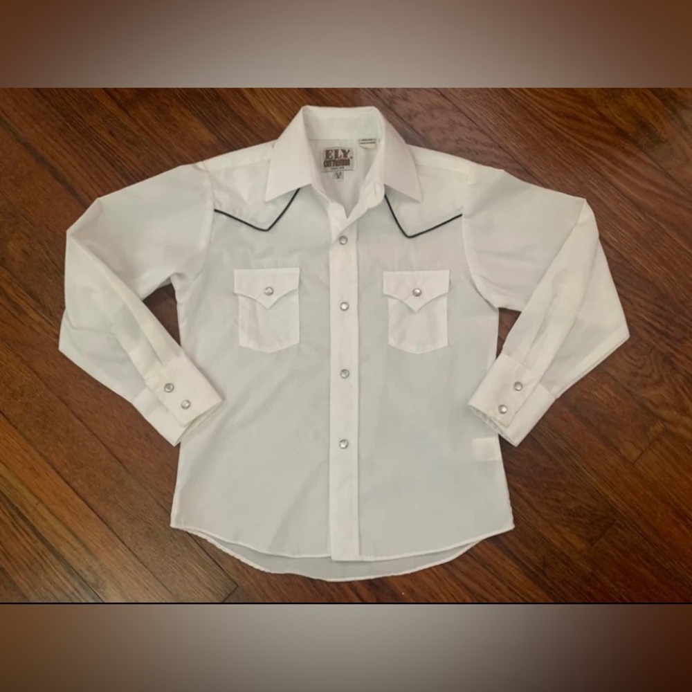 Ely Cattleman White Western Button Down Shirt